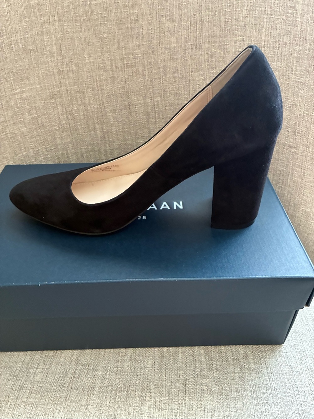 Cole Haan Alanna block heel pump in black suede. - Picture 3 of 11